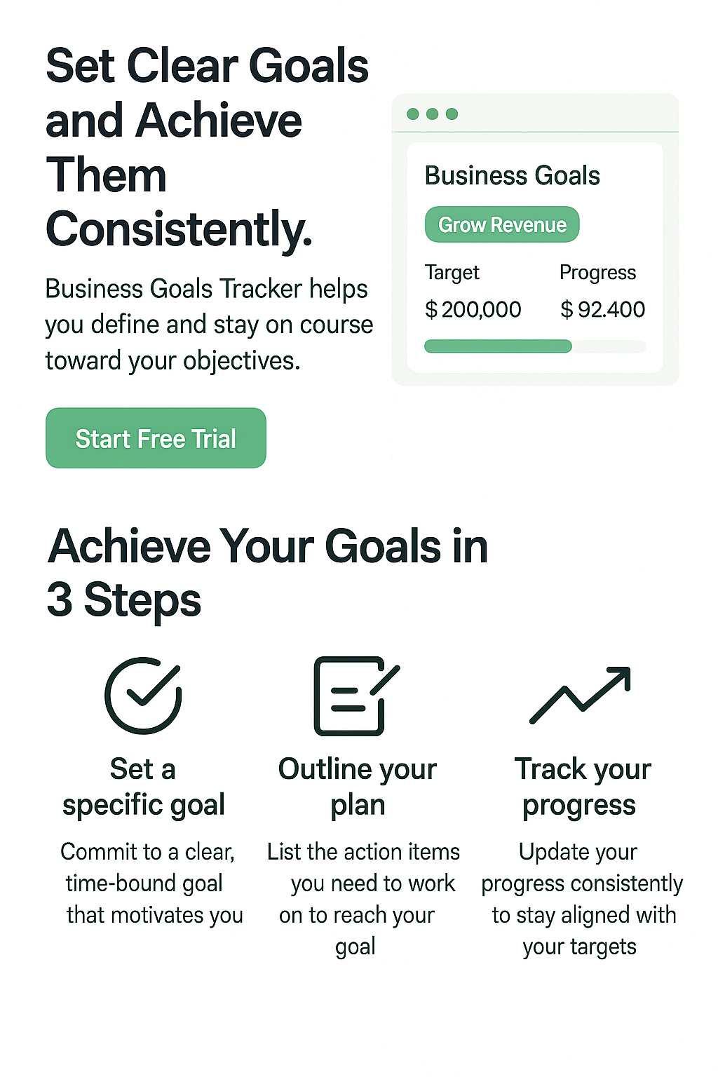 LendGrove Goal Tracker showing business milestone planning and progress tracking